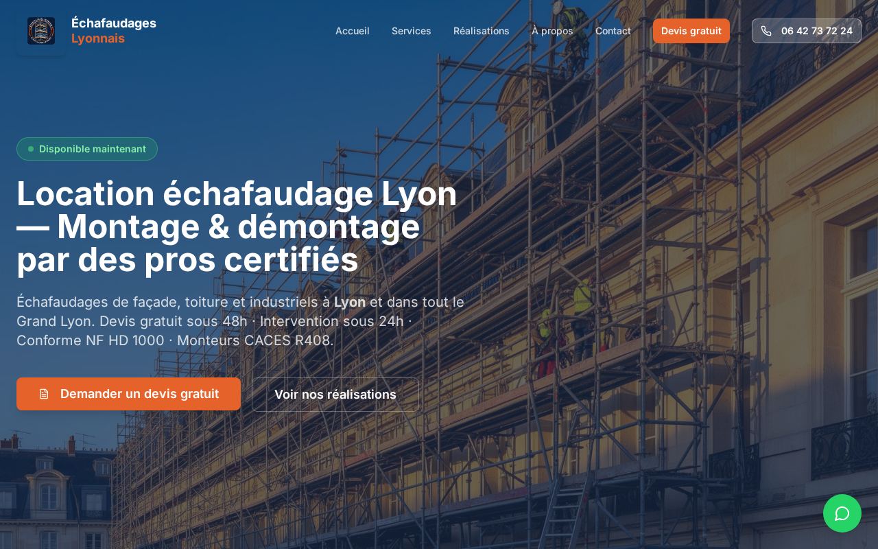 Aperçu du site internet réalisé pour Échafaudages Lyonnais — Location d'Échafaudage