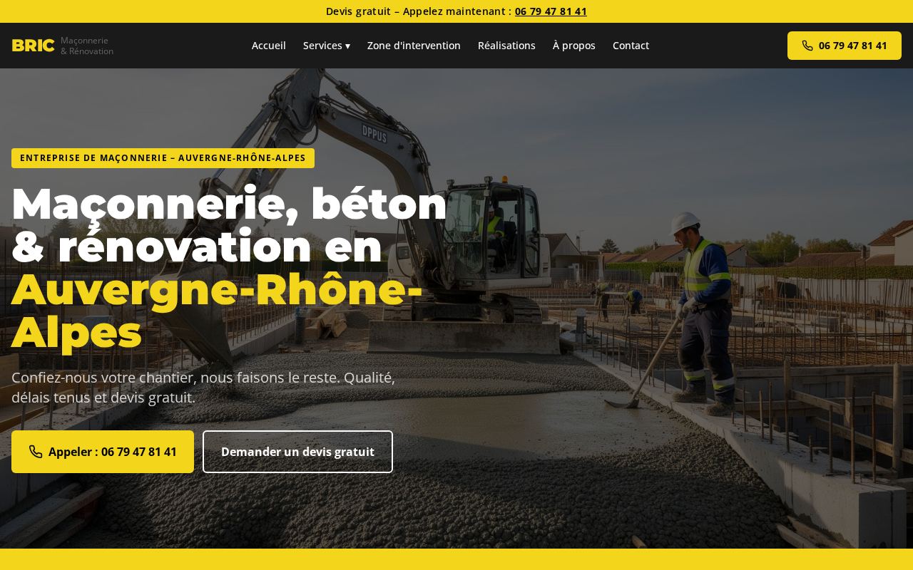 Aperçu du site internet réalisé pour Entreprise Bric — Artisan / BTP