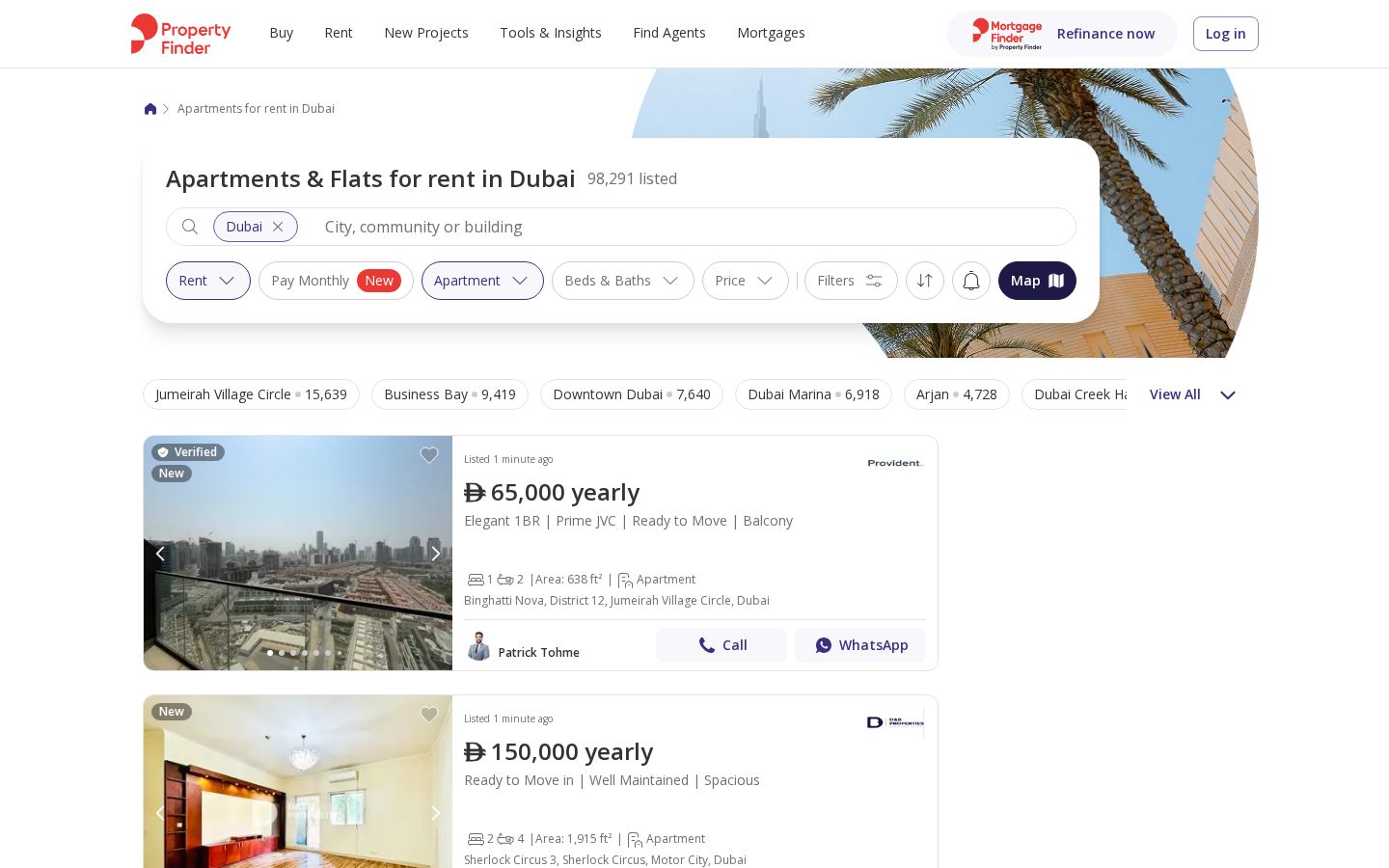 Site web réalisé pour Property Finder — Immobilier / Portail locatif
