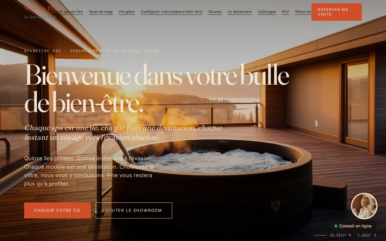 Aperçu du site internet réalisé pour Sparetime Box — Spa Privatif & Bien-être